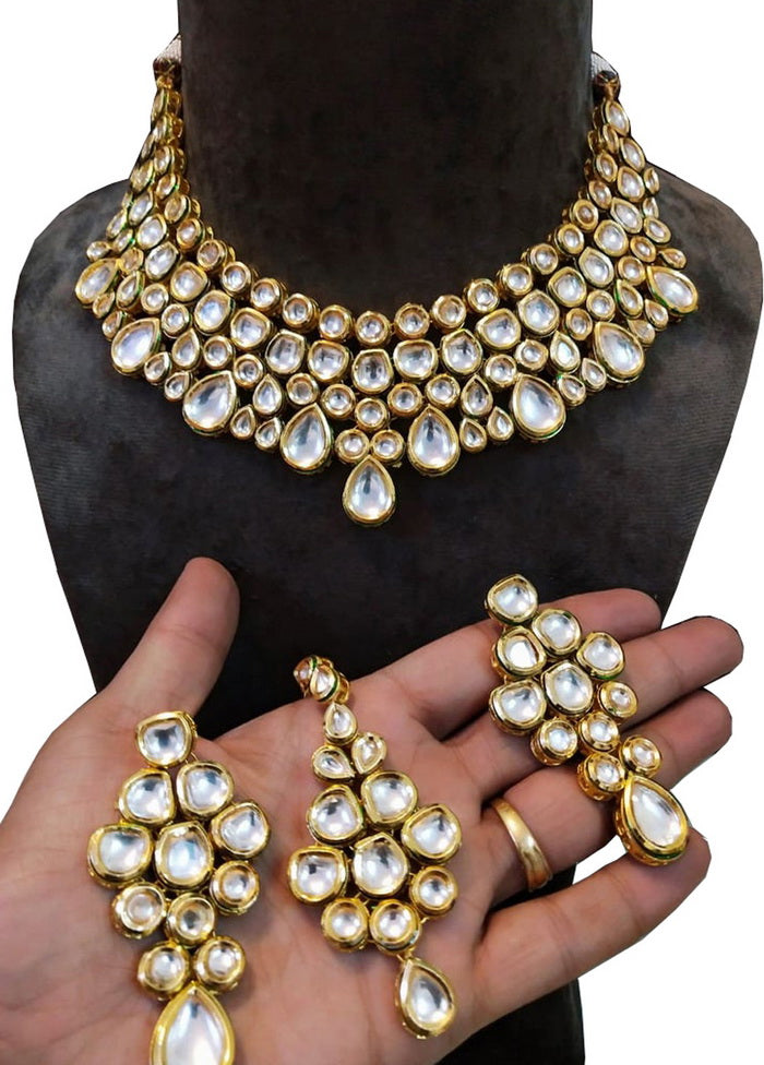 Hand Crafted Base Metal Alloy Gold Plated Kundan Stone Studded Jewellery Sets - Indian Silk House Agencies