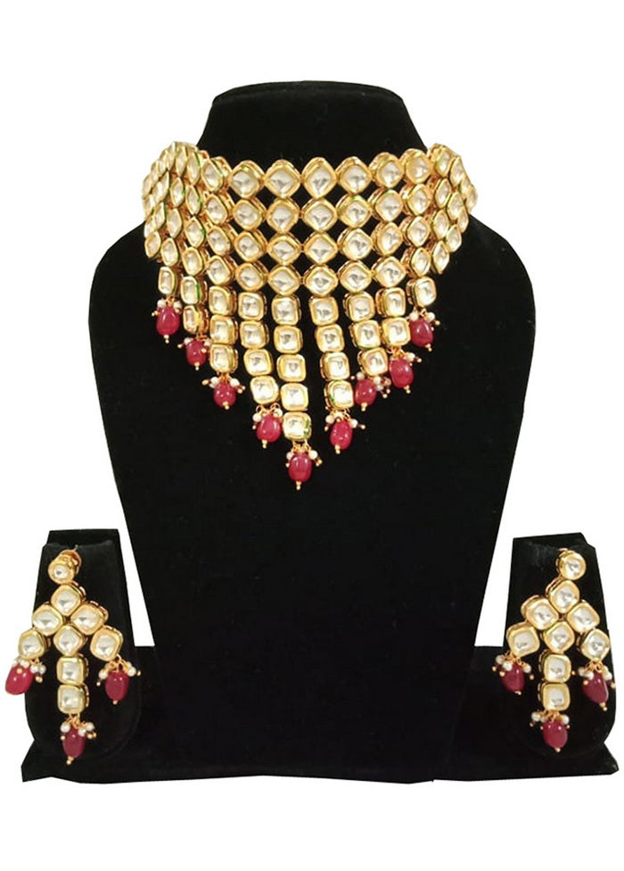 Hand Crafted Base Metal Alloy Gold Plated Kundan Stone Studded Jewellery Sets - Indian Silk House Agencies