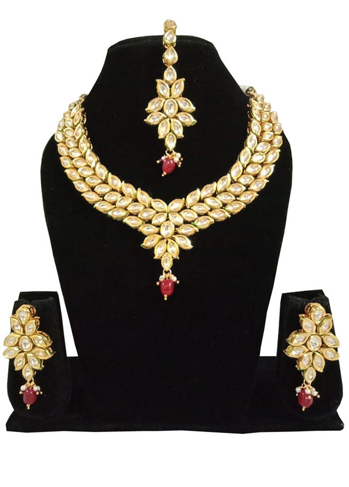 Hand Crafted Base Metal Alloy Gold Plated Kundan Stone Studded Jewellery Sets - Indian Silk House Agencies