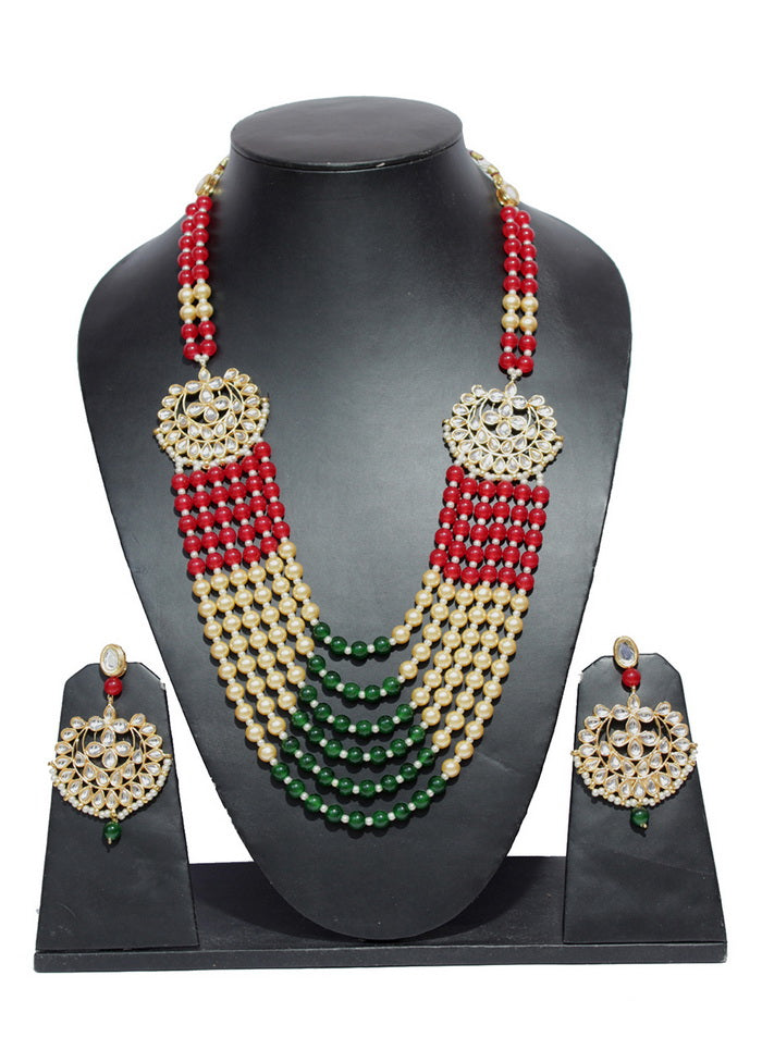 Hand Crafted Base Metal Alloy Gold Plated Kundan Stone Studded Jewellery Sets - Indian Silk House Agencies