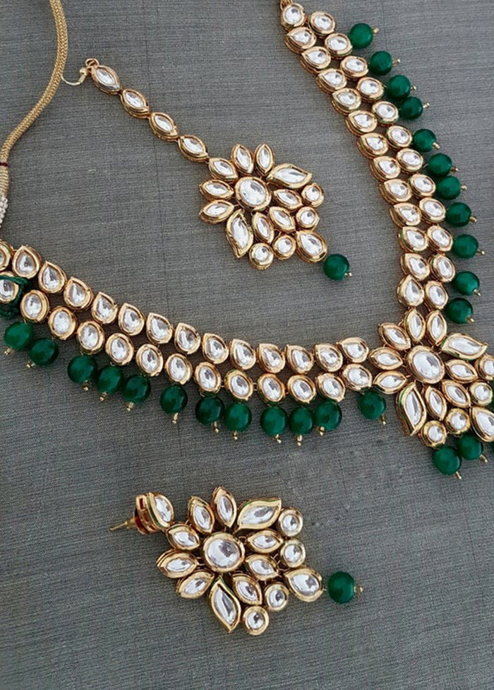 Hand Crafted Base Metal Alloy Gold Plated Kundan Stone Studded Jewellery Sets - Indian Silk House Agencies