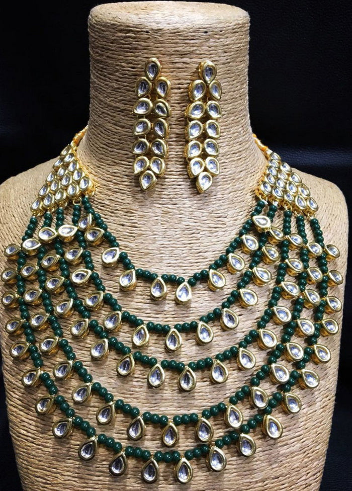 Hand Crafted Base Metal Alloy Gold Plated Kundan Stone Studded Jewellery Sets - Indian Silk House Agencies