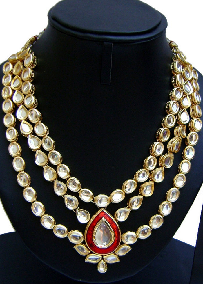 Hand Crafted Base Metal Alloy Gold Plated Kundan Stone Studded Jewellery Sets - Indian Silk House Agencies