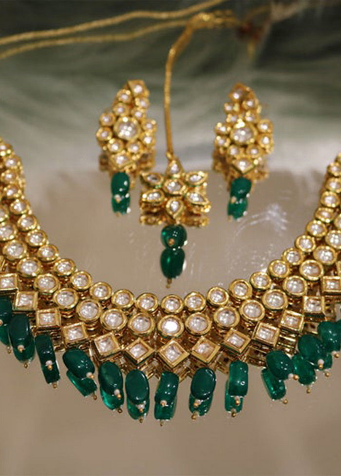 Hand Crafted Base Metal Alloy Gold Plated Kundan Stone Studded Jewellery Sets - Indian Silk House Agencies