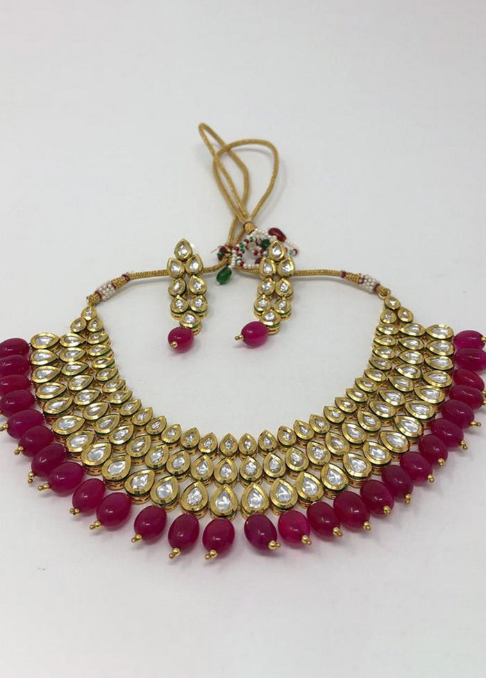Hand Crafted Base Metal Alloy Gold Plated Kundan Stone Studded Jewellery Sets - Indian Silk House Agencies