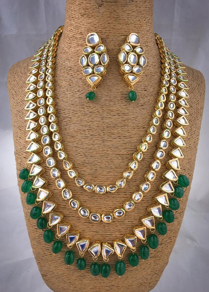 Hand Crafted Base Metal Alloy Gold Plated Kundan Stone Studded Jewellery Sets - Indian Silk House Agencies