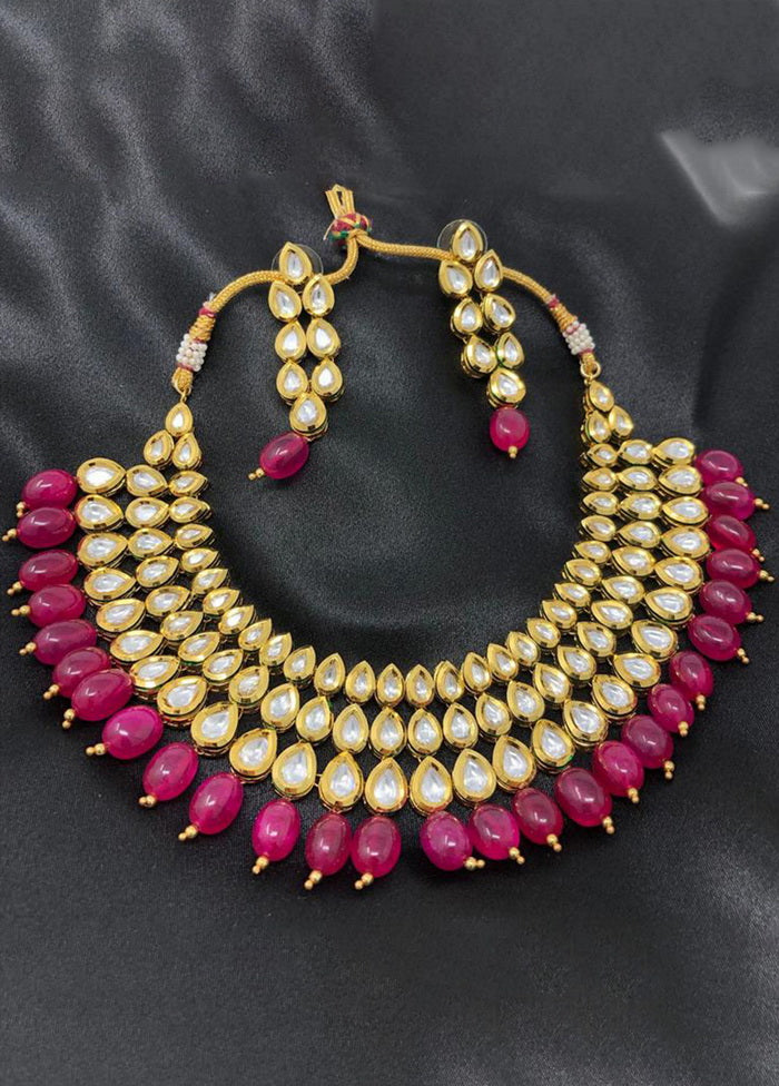 Hand Crafted Base Metal Alloy Gold Plated Kundan Stone Studded Jewellery Sets - Indian Silk House Agencies