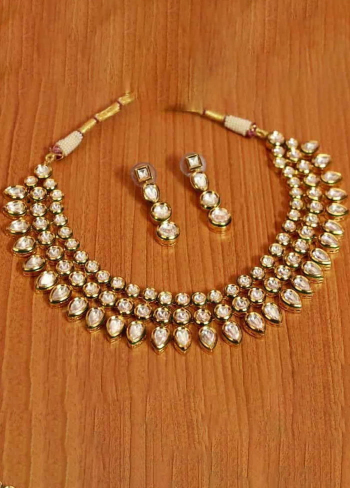 Hand Crafted Base Metal Alloy Gold Plated Kundan Stone Studded Jewellery Sets - Indian Silk House Agencies