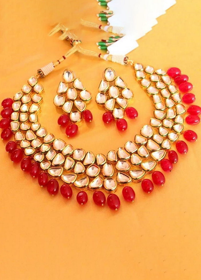 Hand Crafted Base Metal Alloy Gold Plated Kundan Stone Studded Jewellery Sets - Indian Silk House Agencies