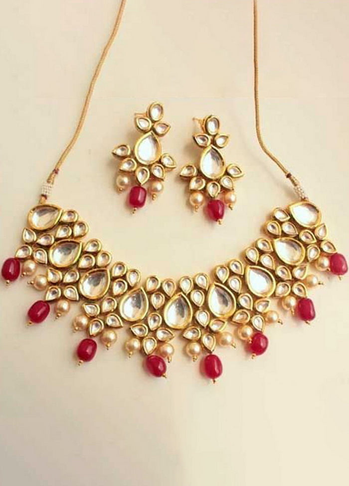 Hand Crafted Base Metal Alloy Gold Plated Kundan Stone Studded Jewellery Sets - Indian Silk House Agencies