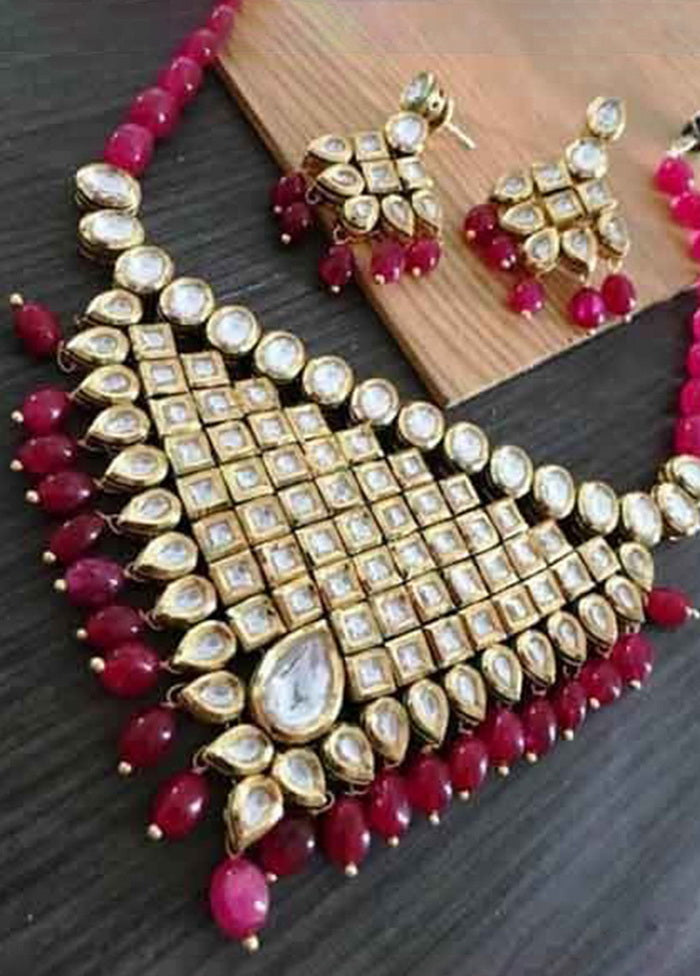Hand Crafted Base Metal Alloy Gold Plated Kundan Stone Studded Jewellery Sets - Indian Silk House Agencies