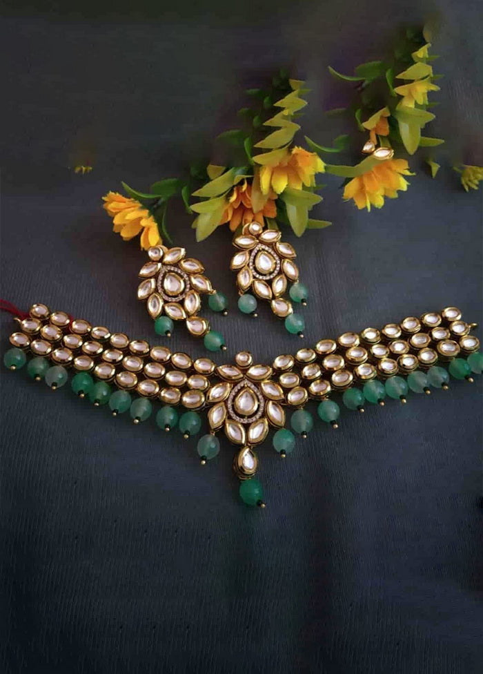 Hand Crafted Base Metal Alloy Gold Plated Kundan Stone Studded Jewellery Sets - Indian Silk House Agencies