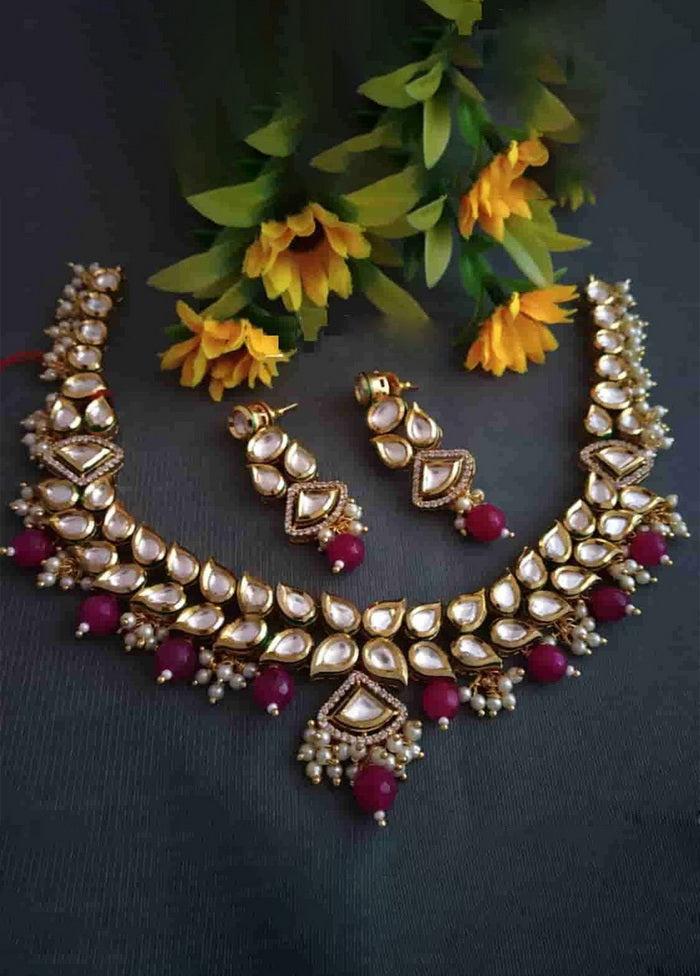 Hand Crafted Base Metal Alloy Gold Plated Kundan Stone Studded Jewellery Sets - Indian Silk House Agencies