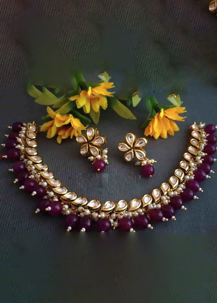 Hand Crafted Base Metal Alloy Gold Plated Kundan Stone Studded Jewellery Sets - Indian Silk House Agencies