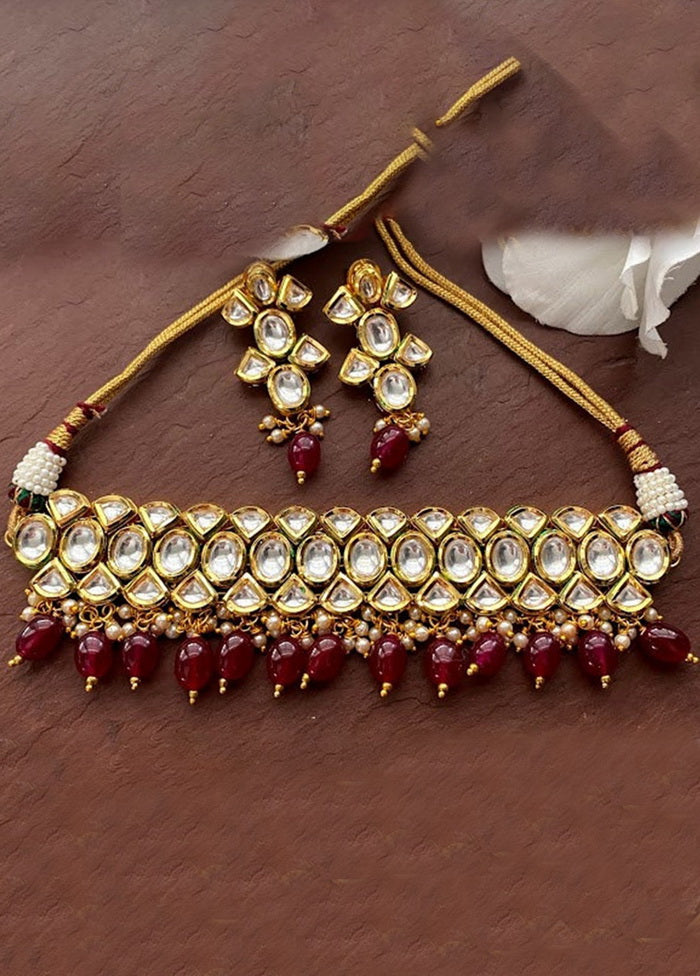 Hand Crafted Base Metal Alloy Gold Plated Kundan Stone Studded Jewellery Sets - Indian Silk House Agencies