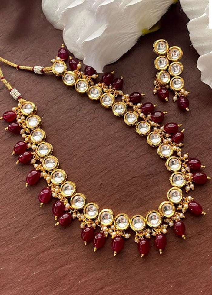 Hand Crafted Base Metal Alloy Gold Plated Kundan Stone Studded Jewellery Sets - Indian Silk House Agencies