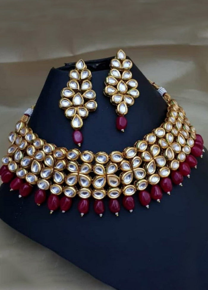 Hand Crafted Base Metal Alloy Gold Plated Kundan Stone Studded Jewellery Sets - Indian Silk House Agencies