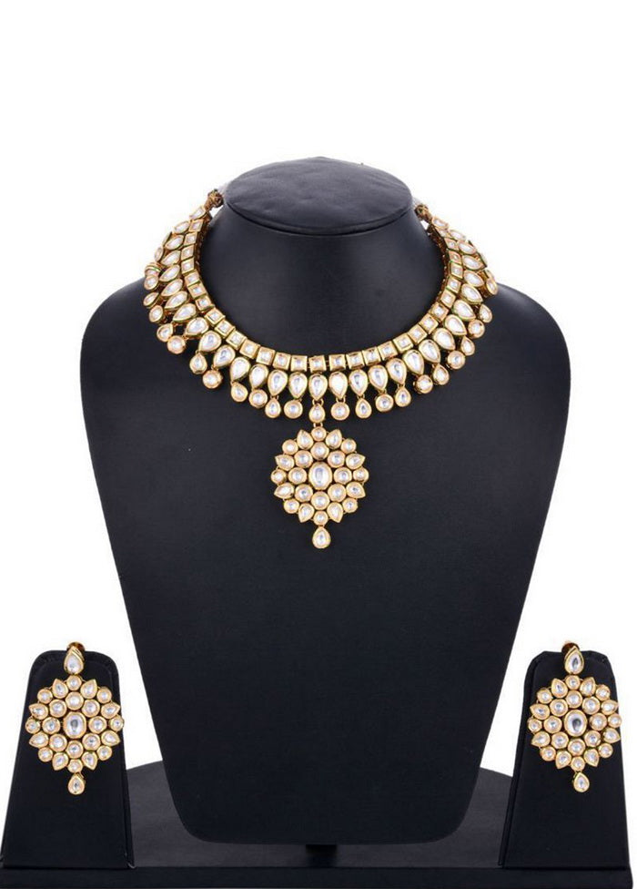Hand Crafted Base Metal Alloy Gold Plated Kundan Stone Studded Jewellery Sets - Indian Silk House Agencies