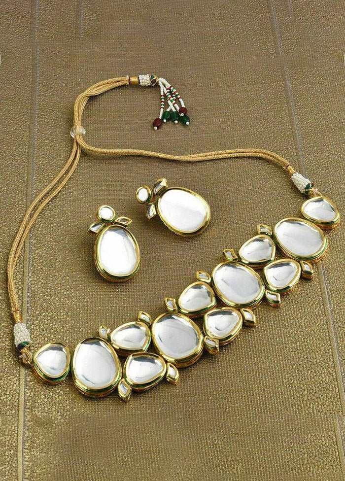 Golden Kundan Jewellery Set - Indian Silk House Agencies