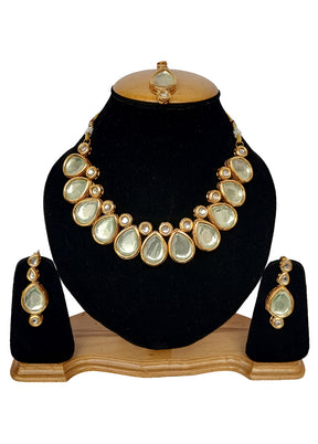 Gold Kundan Jewellery Set With Mangtika - Indian Silk House Agencies