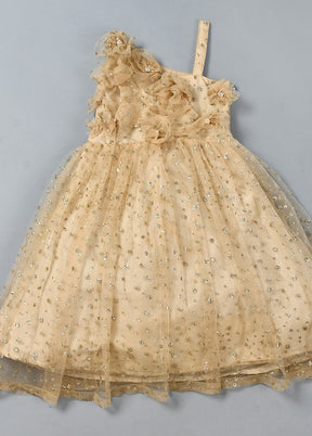 Golden Net Floral Pattern Gown - Indian Silk House Agencies