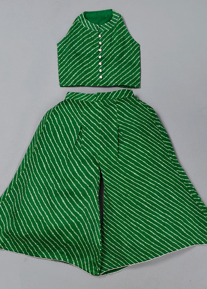 Green Cotton Potli Buttons Top Palazzo - Indian Silk House Agencies