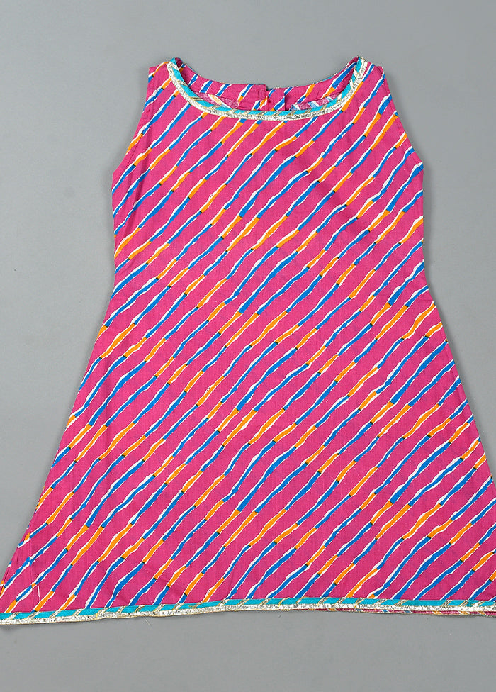 Magenta Cotton Gota Work Kurti Dhoti - Indian Silk House Agencies