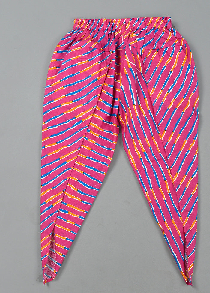 Magenta Cotton Gota Work Kurti Dhoti - Indian Silk House Agencies