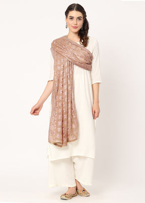 Brown Chiffon Phulkari Embroidered Work Dupatta - Indian Silk House Agencies