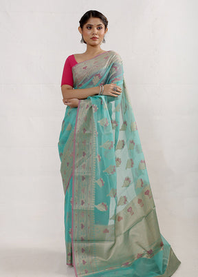 Green Kora Silk Saree With Blouse Piece - Indian Silk House Agencies