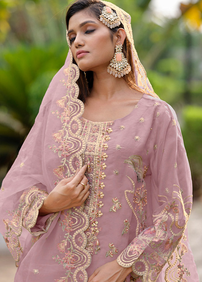 3 Pc Multicolor Readymade Organza Suit Set - Indian Silk House Agencies