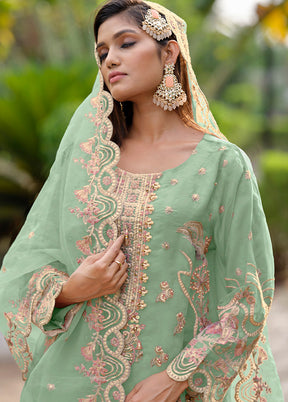 3 Pc Multicolor Readymade Organza Suit Set - Indian Silk House Agencies
