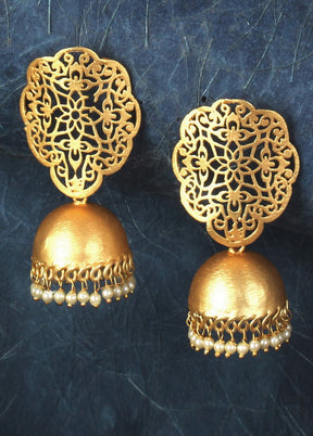 Matte Gold Brass Jhumka - Indian Silk House Agencies
