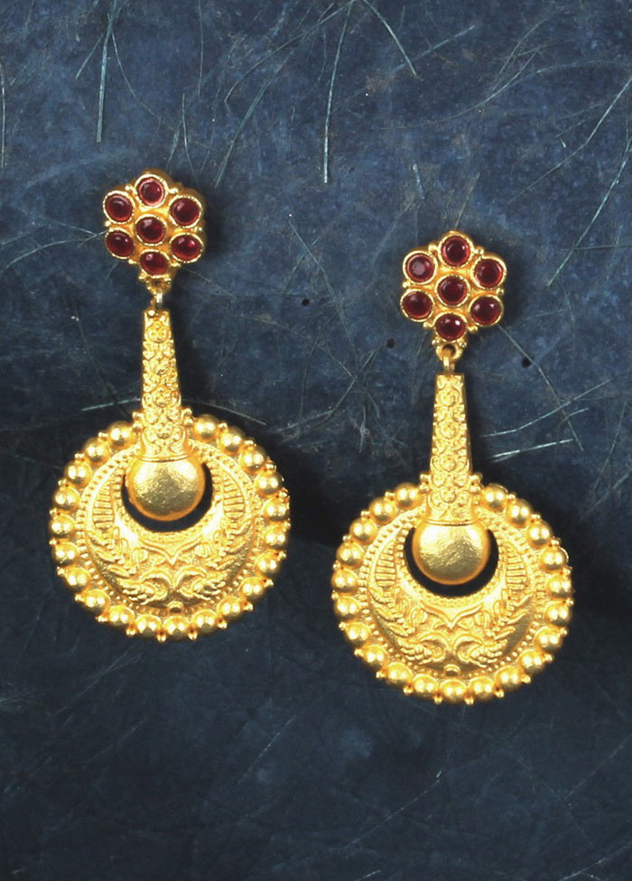Handcrafted Red Matte Gold Brass Earrings - Indian Silk House Agencies
