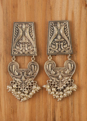 Handcrafted Brass Earrings in Silver tone - Indian Silk House Agencies