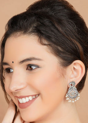 Handcrafted Silver Tone Brass Earrings - Indian Silk House Agencies