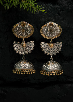 Handcrafted Dual Tone Brass Jhumka - Indian Silk House Agencies