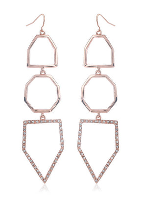 Estelle Rose Gold Geometric Earrings - Indian Silk House Agencies