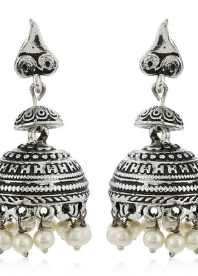 Estelle White beaded drop Jhumka Earrings - Indian Silk House Agencies