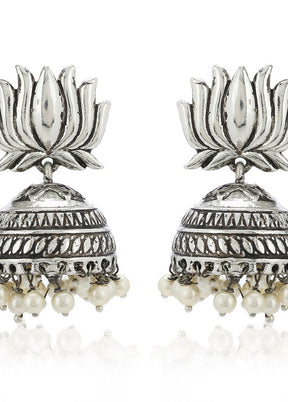 Estelle LOTUS OXIDIZED JHUMKIS - Indian Silk House Agencies