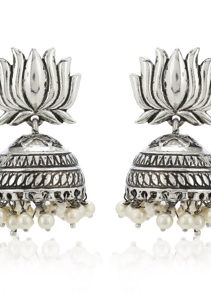 Estelle LOTUS OXIDIZED JHUMKIS - Indian Silk House Agencies