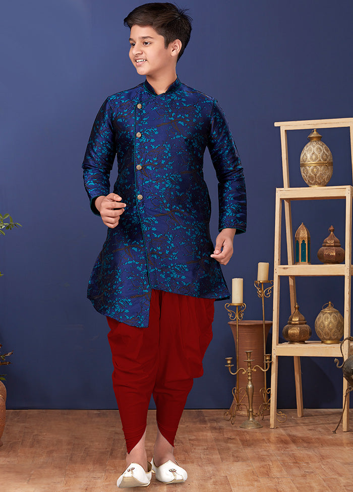 Blue Jacquard Silk Kurta Pajama Set - Indian Silk House Agencies