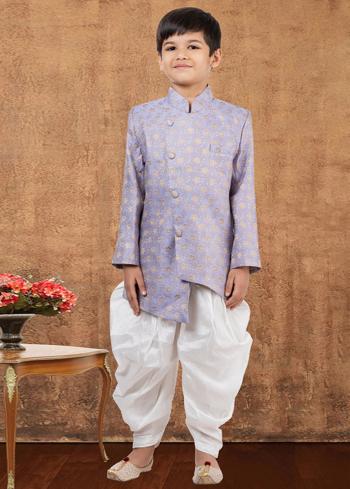 2 Pc Light Purple Dupion Silk Kurta Dhoti Set - Indian Silk House Agencies